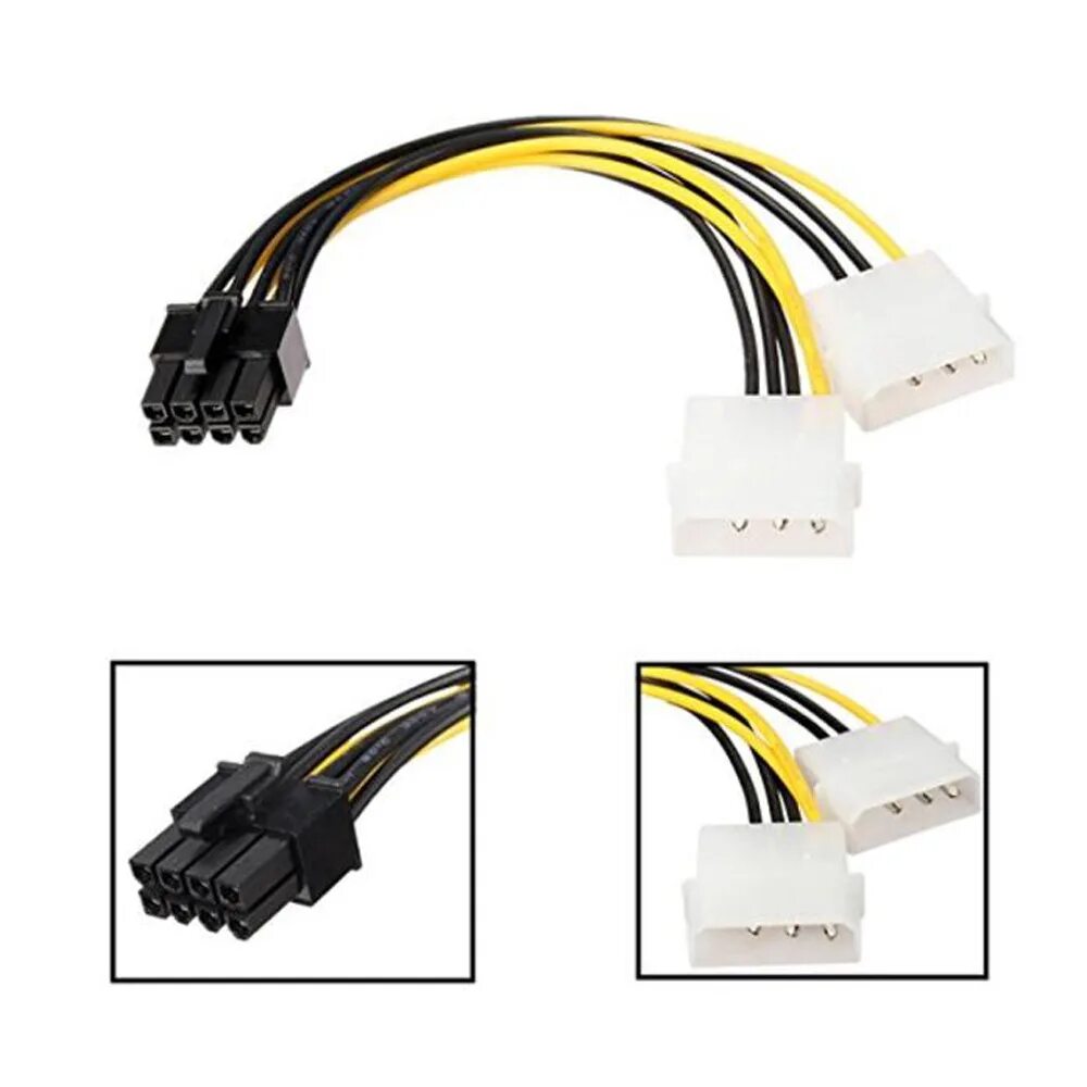 Провод для подключения видеокарты PCI Express 6 контакт с двумя 4-контактный Molex Кабель питания IDE адаптер 16см