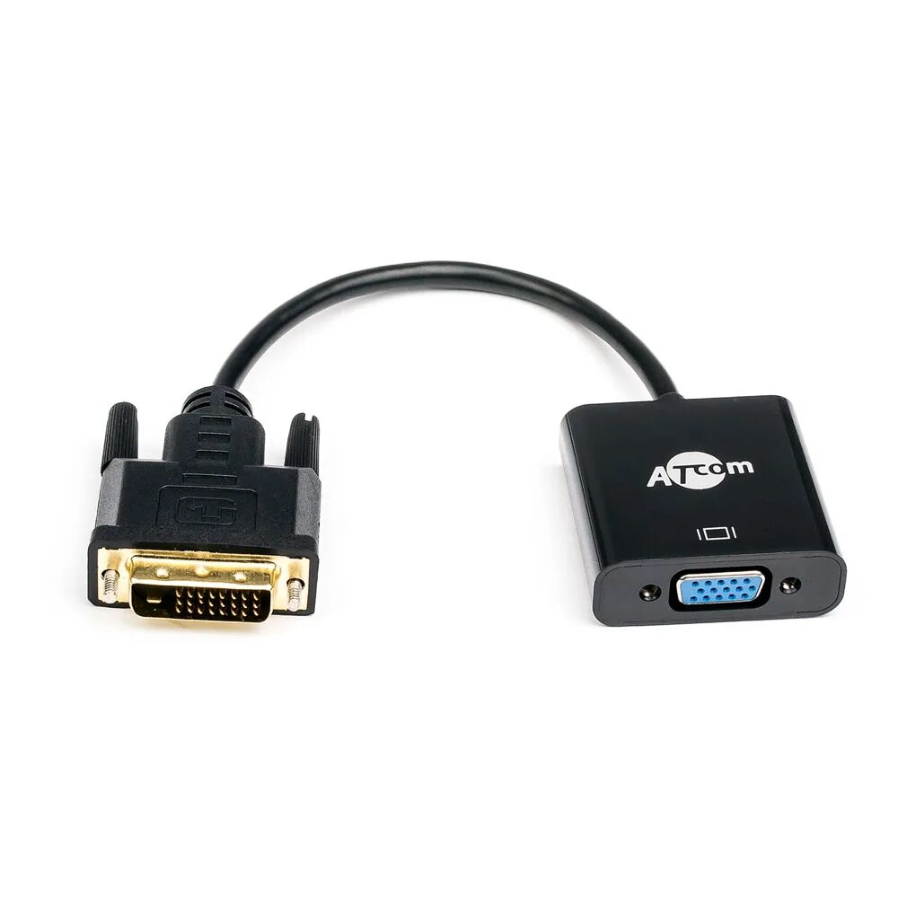 Провод для подключения видеокарты к монитору Переходник Atcom DVI-D dual link(m) = VGA (f) 0.1 m AT9214 купить недорого в Мос