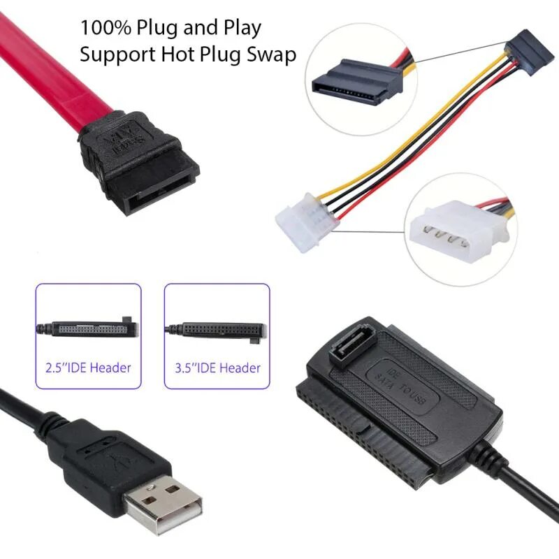 Провод для подключения жесткого диска SATA/PATA/IDE To USB 2.0 Adapter Converter Cable For Hard Drive Disk 2.5" 3.5 ку