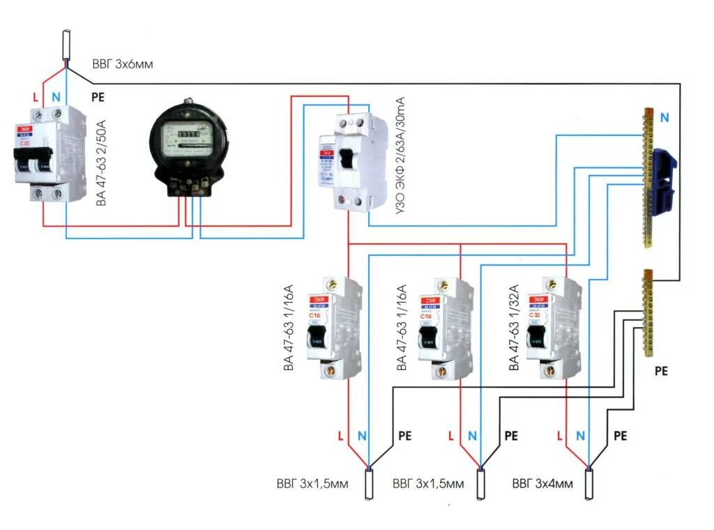 Провод подключения гаража Схема Подключения Однофазного Узо Без Заземления
