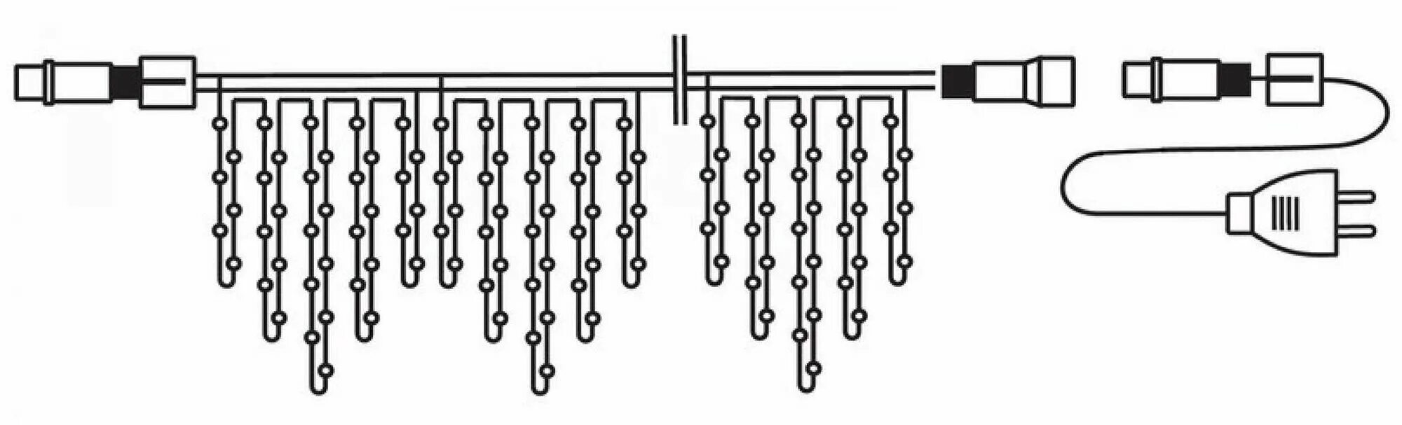 Провод подключения гирлянды Гирлянда Neon-Night Айсикл, бахрома, 4,8х0,6м, 220В, постоянный режим свечения, 