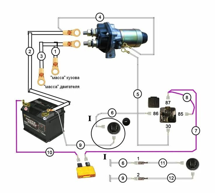Провод подключения массы Как подключить массу на камаз через кнопку схема di 2024