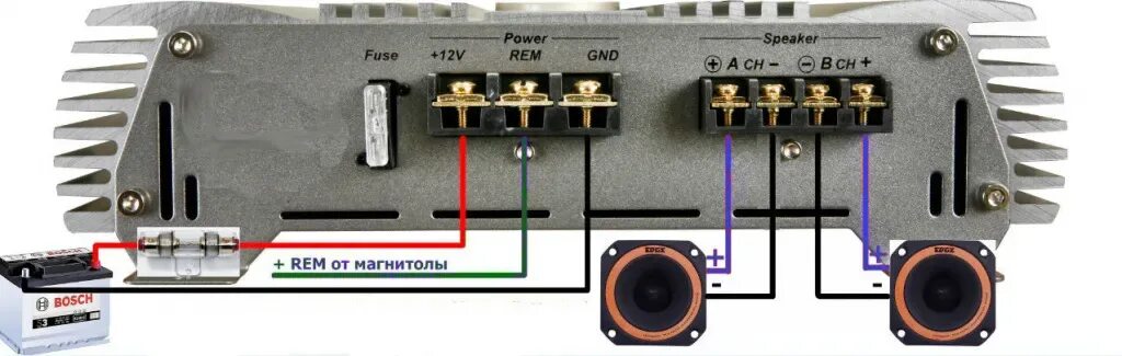 Провода для подключения динамиков к усилителю Схема подключения усилителя в авто. Как подключить автомобильный усилок