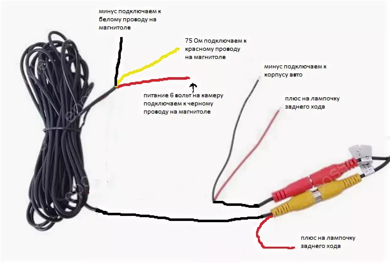 Провода для подключения камеры Камера заднего вида для автомобиля схема подключения проводов