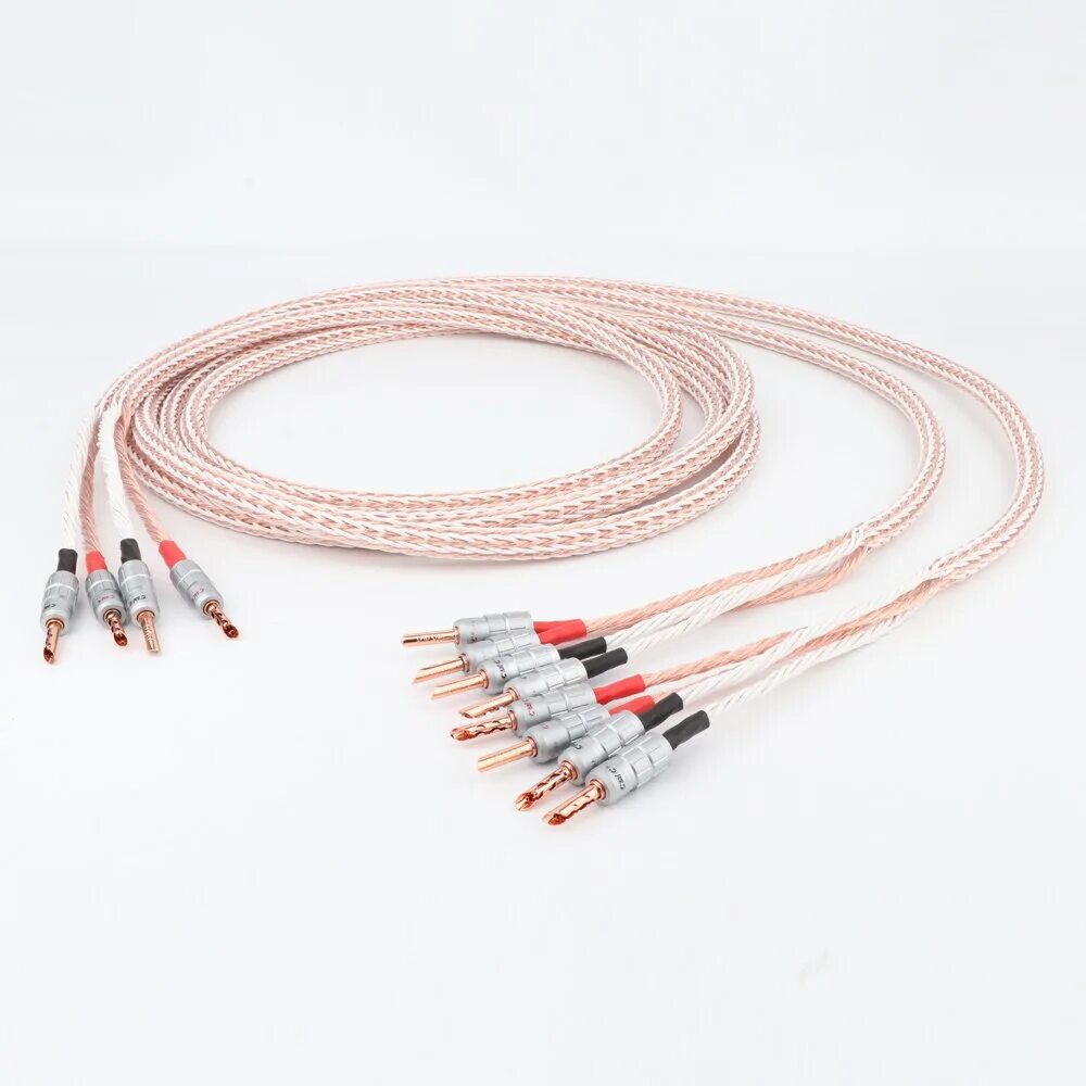 Провода для подключения колонок купить Pair 12TC Hifi Speaker Cable With 2 Banana Plug to 2/4 Banana Jack Hi-end OCC Sp