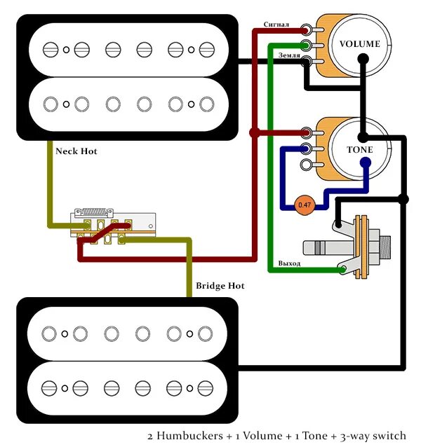 Провода для распайки темброблока Распайка звукоснимателей (H+H) - GuitarGrad