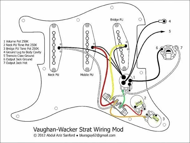 Провода для распайки темброблока Fender Stratocaster Wiring Diagram Stratocaster guitar, Fender stratocaster, Fen