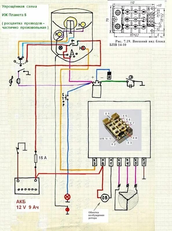 Провода иж планета 5 схема подключения Подключение проводки иж юпитер