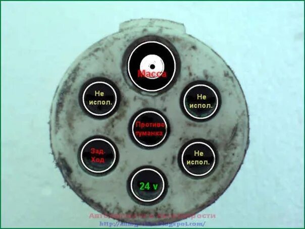Схема подключения распиновка кабель-розетка питания прицепа, 15 контактов - Truc