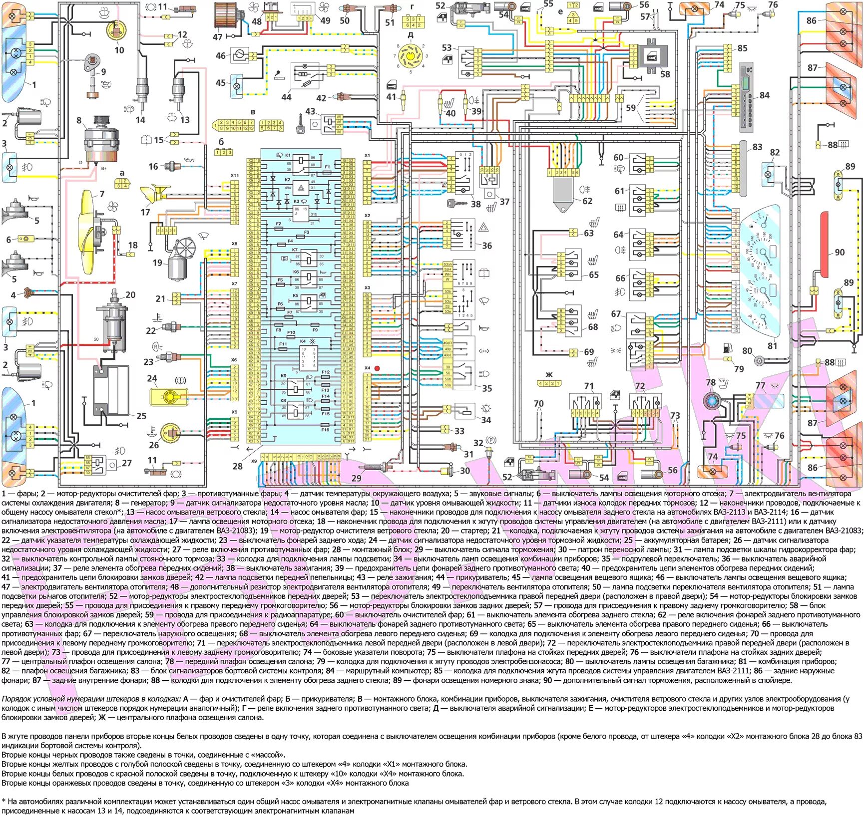 Проводка 21099 схема Схемы электрооборудования ВАЗ 2113 / 2114 / 2115