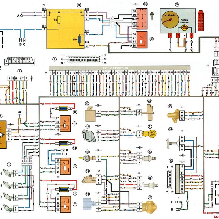 Проводка 21099 схема Схема эл проводки ваз 2108 - Схемы электрооборудования LADA Samara - ВАЗ-2108 La