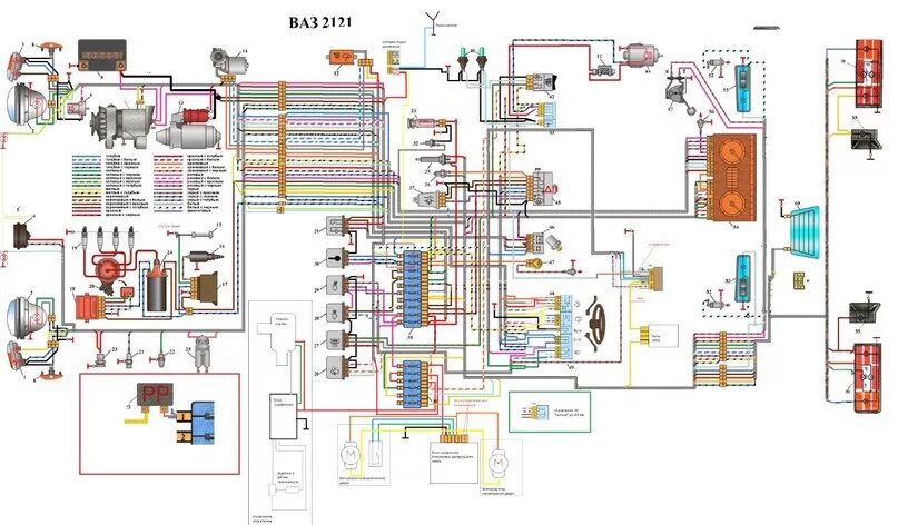 Проводка 2121 схема Схемы ваз нива 2121