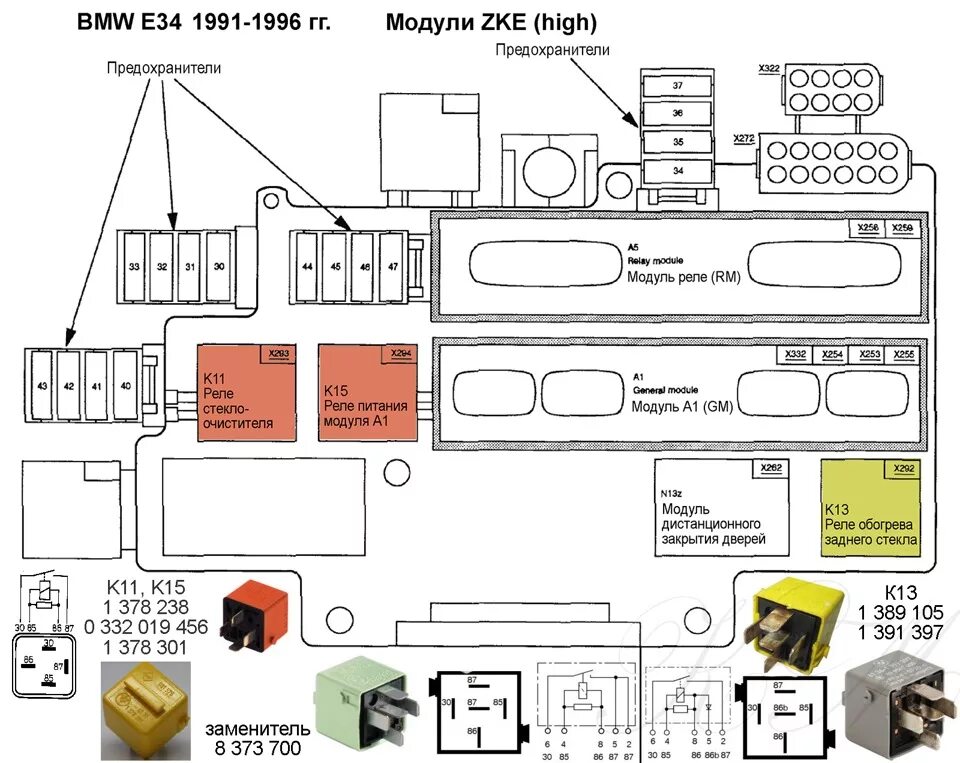 Проводка е34 схемы Реле в машине и электросхемы - BMW 5 series (E34), 2 л, 1992 года электроника DR