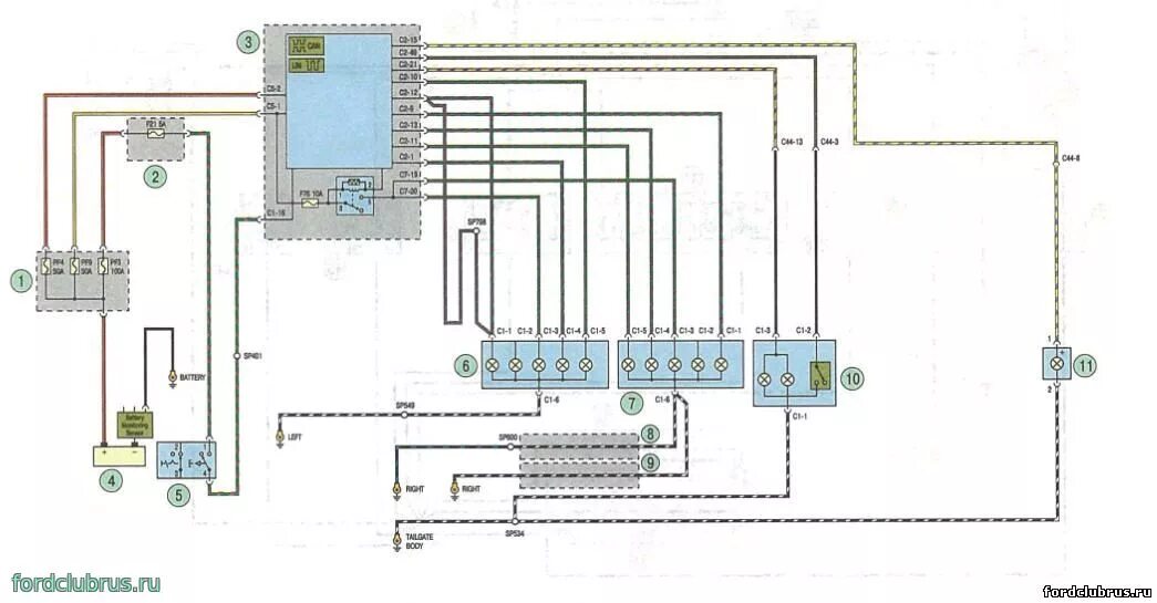 Проводка форд фокус 3 схема Схема задние фонари Форд фокус 3