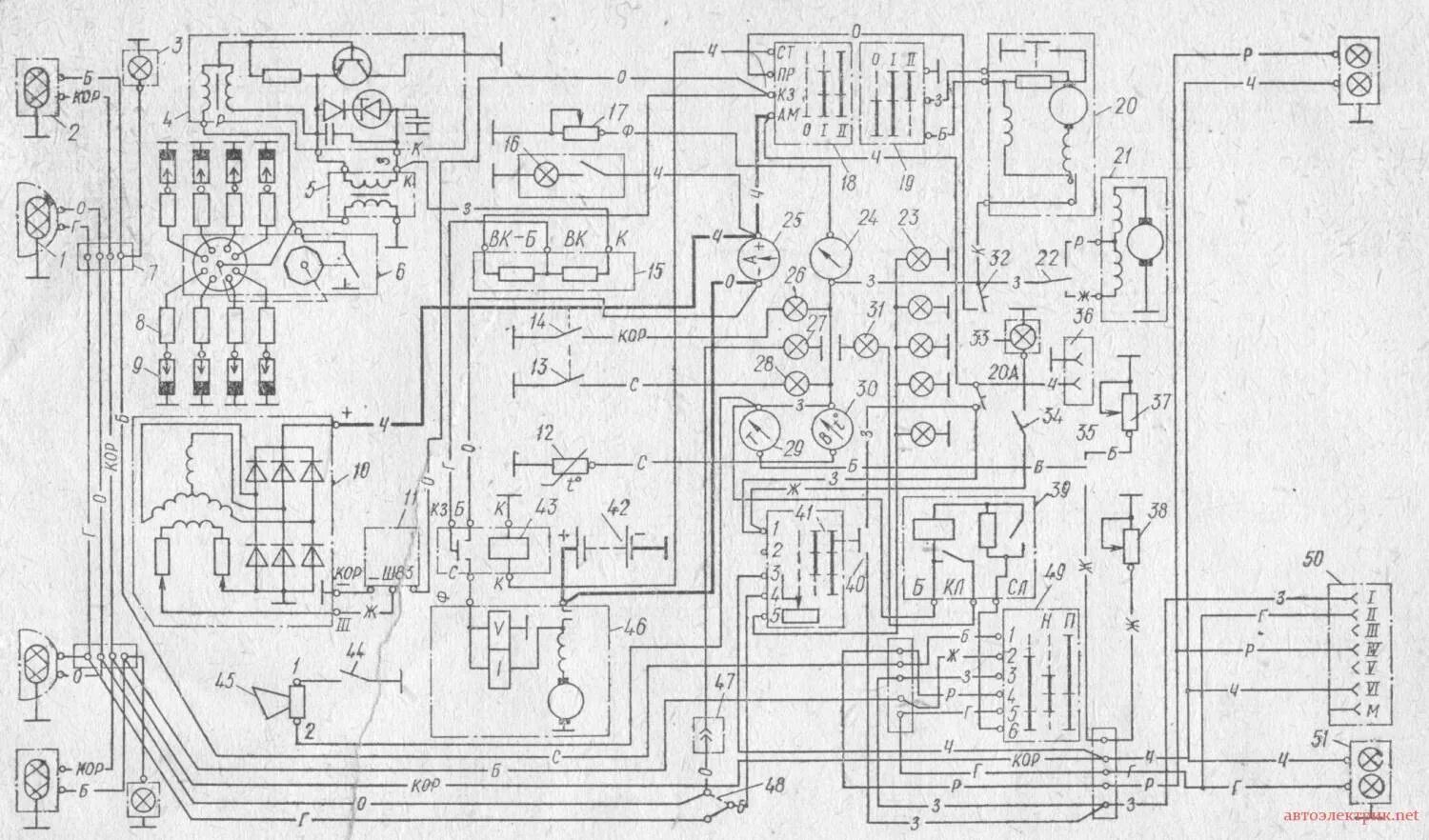 Проводка газ 3307 схема цветная Электросхема ГАЗ-53А - ГАЗ 69A, 2,4 л, 1972 года электроника DRIVE2