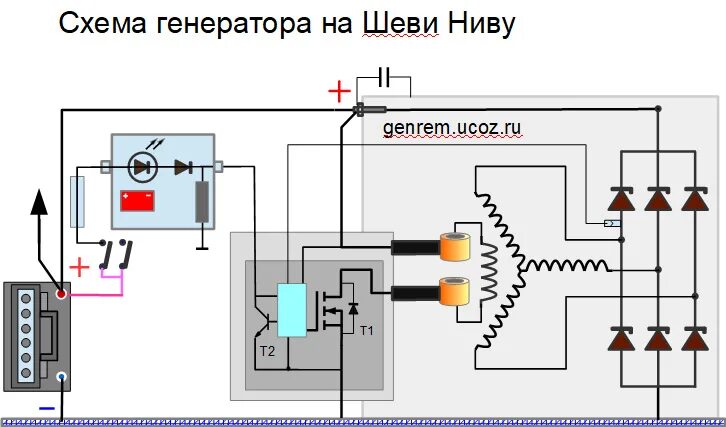 Проводка генератора нива схема В продолжение записи про косяк 6-летней давности - Lada 4x4 5D, 1,7 л, 2012 года