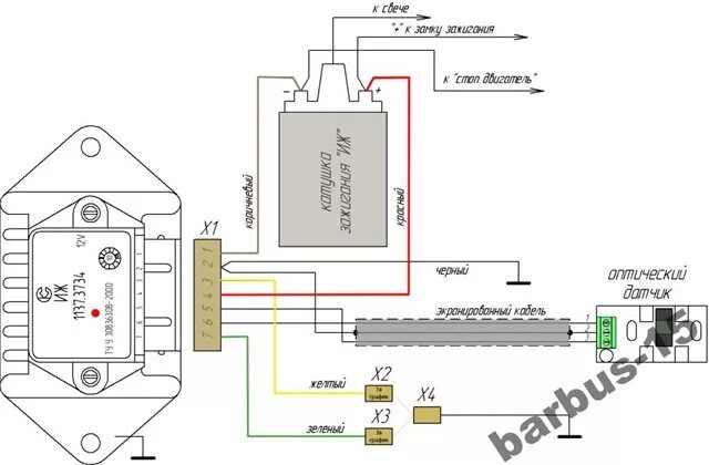 Проводка иж юпитер бсз схема Ответы Mail.ru: куда соединяются провода x2 и x3?