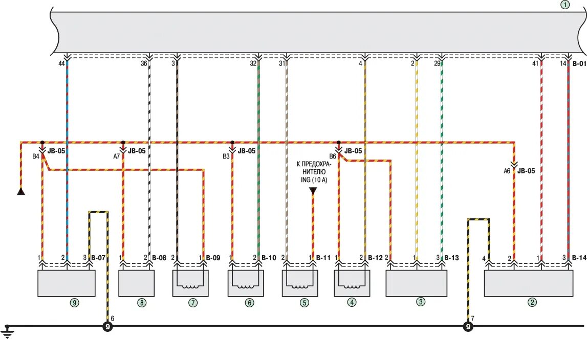 Diagram 24. Audio system and clock connections (Kia Spectra 2000-2009: Electrica