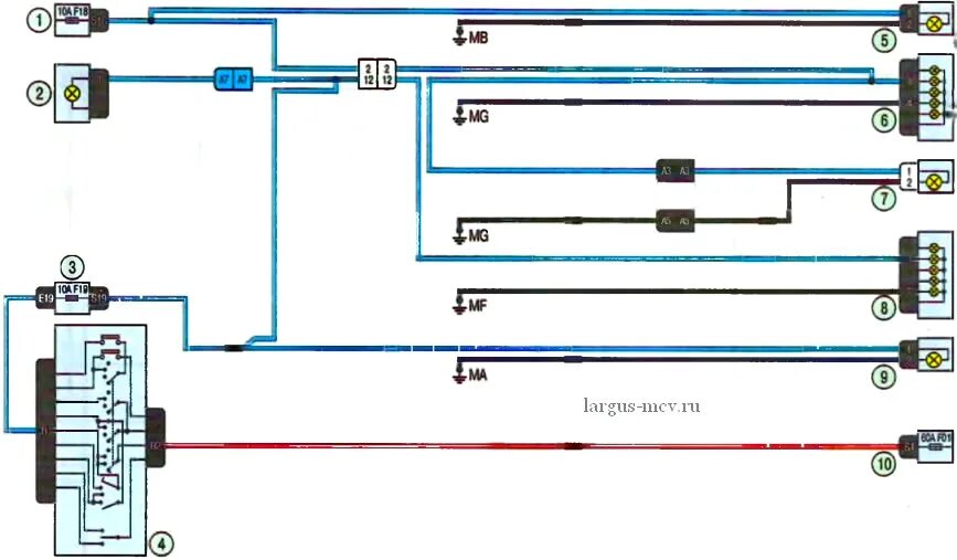 Проводка лада ларгус схема Электросхема - Указатели поворота, аварийная сигнализация и габаритные огни Lada