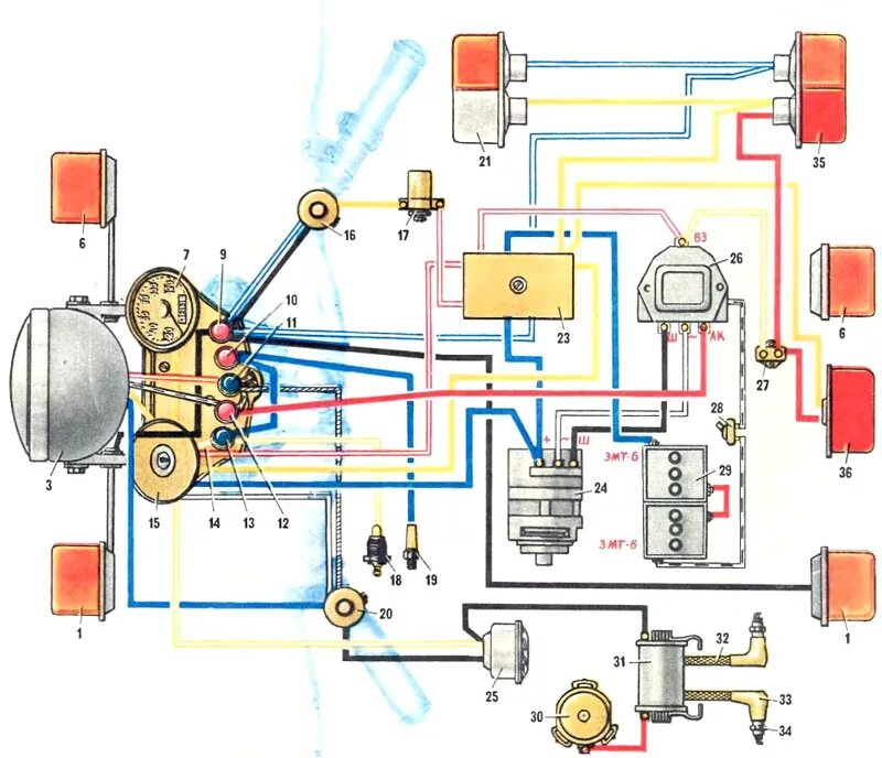 Проводка мотоцикла урал 12 вольт схема подключения Схемы электропроводки на мотоциклы Днепр с коляской, Урал, Минск