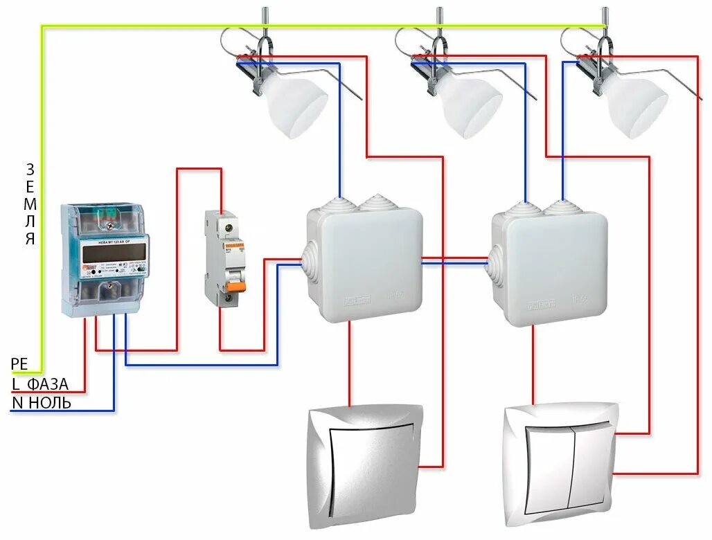 Проводка освещения в квартире схема подключения Рамка 2 поста GUNSAN Eqona крем - купить в интернет-магазине по низкой цене на Я