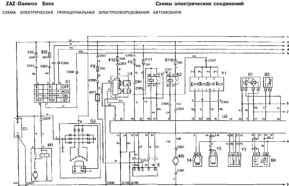 Проводка сенс схема Электросхемы Дэу Сенс