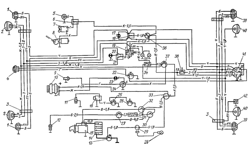 Проводка трактора самодельные Схема трактора т40 схема электрооборудования трактора Т-40 Opex.ru opex.ru
