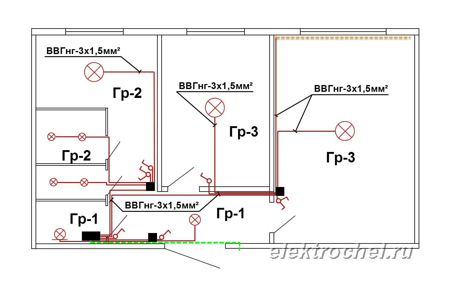 Проводка в хрущевке схема 2 Замена электрики в трехкомнатной квартире пошагово, схемы электропроводки