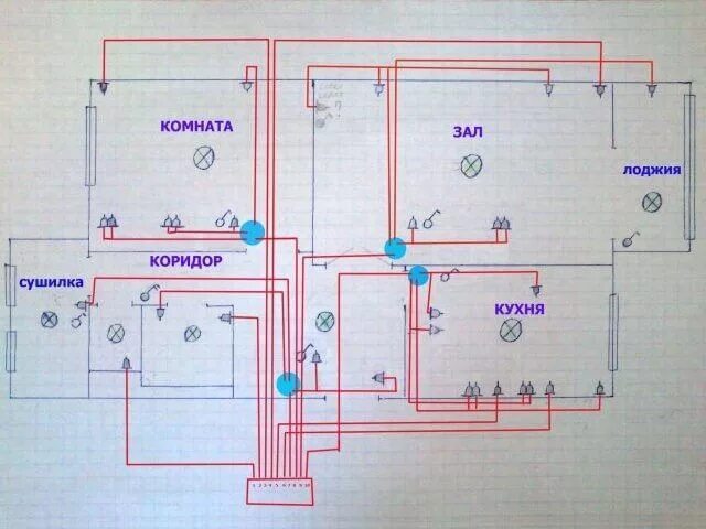 Проводка в хрущевке схема 2 комнатной квартиры Соединение проводов в распределительных коробках. Коммутация электропроводки