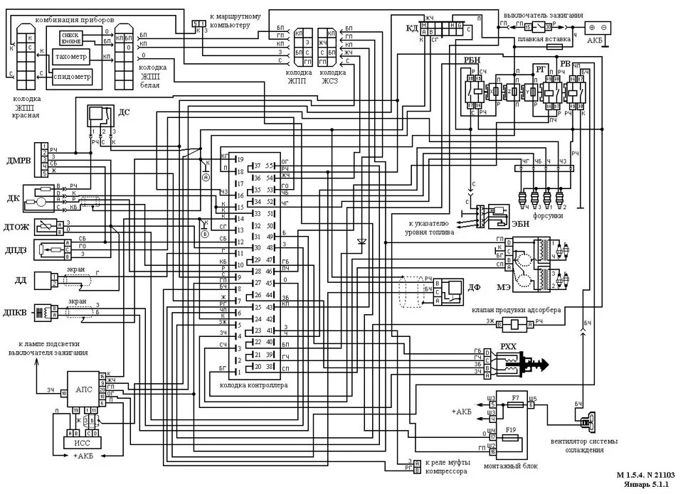 Проводка январь 5.1 схема Эл.схемы для авто марок ВАЗ. - DRIVE2