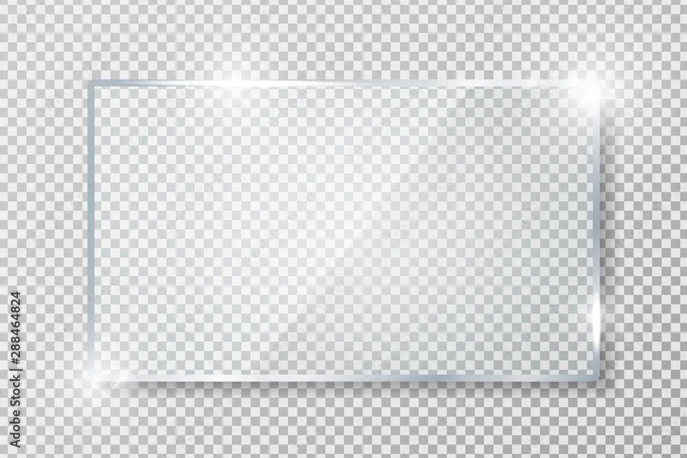 Прозрачные края фото Transparent glass banner with reflection isolated on transparent background. Bla