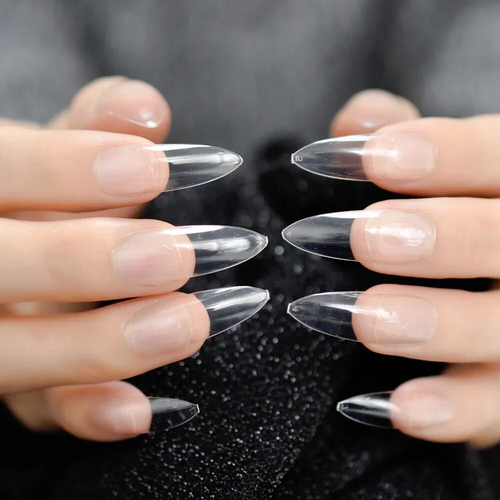 Прозрачные ногти дизайн Extra Long Sharp Stiletto Clear False Nails Pointed Stilettos Press On Nails For