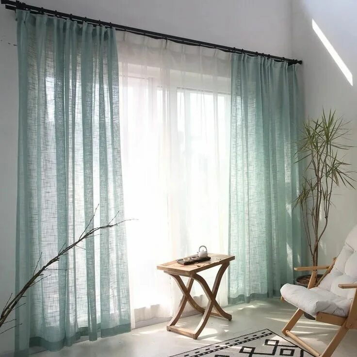 Прозрачные шторы в интерьере Rideau Voilage Vert Canard Linen curtains living room, Curtains living room, Liv