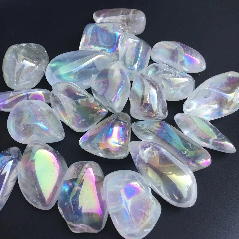 Прозрачный камень как называется фото Natural rainbow angel aura quartz crystals tumbled stones Stones - AliExpress