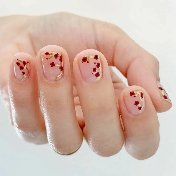 Прозрачный маникюр на короткие ногти с рисунком 25 Stunning Minimalist Nail Art Designs Minimalist nail art, Floral nails, Nail 