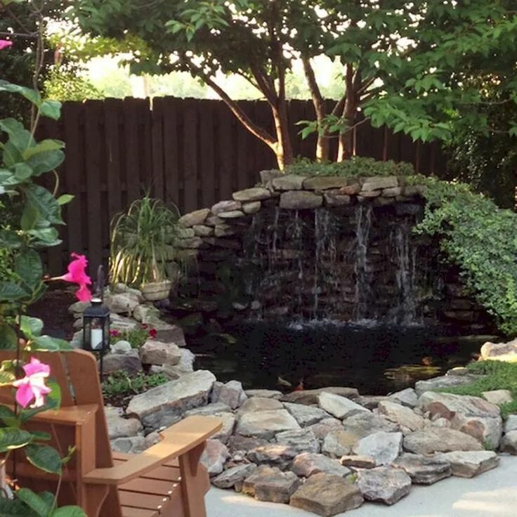 Пруд с водопадом своими руками на даче 60 Cozy Small Backyard Patio Design Ideas Waterfalls backyard, Fountains backyar