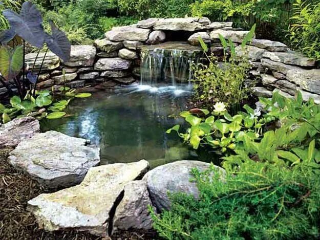 Пруд с водопадом своими руками на даче Patio Projects For Your Garden & Landscape DIY Projects Outdoor ponds, Ponds bac