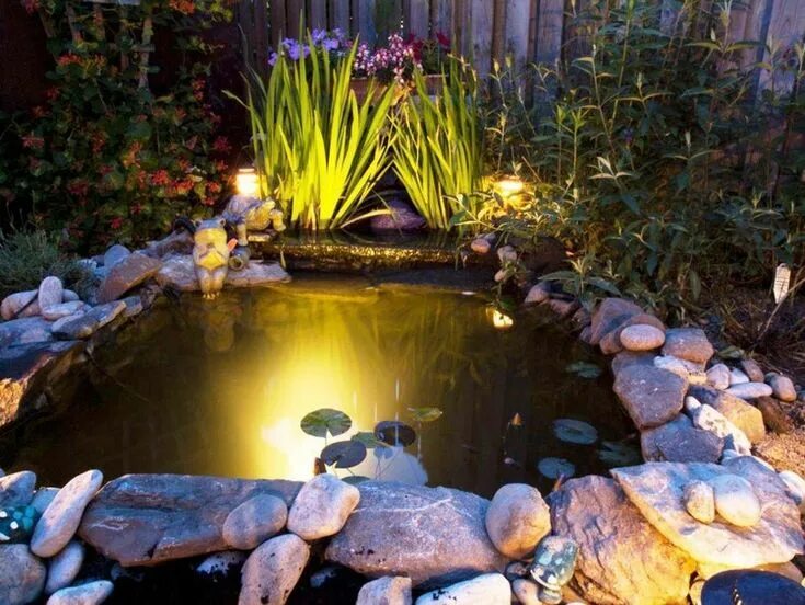 Пруд своими руками на даче видео Tümpel im #Garten mit Unterwasser #Beleuchtung Teichlichter, Teichbeleuchtung, L