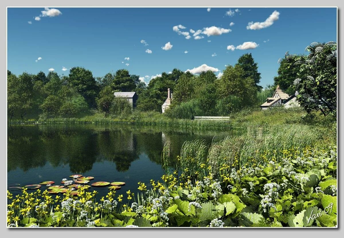 Пруд в деревне фото Clear Day by the Village Pond by bigbraader