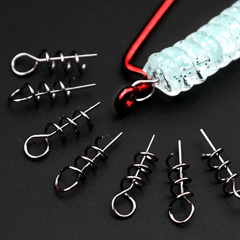 Пружинка для силиконовых приманок своими руками WALK FISH 50PCS/Lot Fishing Hook Centering Pins Spiral Fishing bait Steel Spring