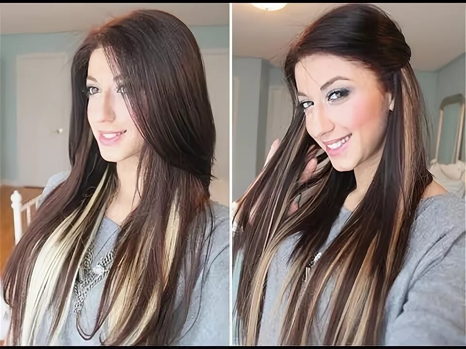 Пряди на темных волосах длинных фото Instant Highlights with Luxy Hair Extensions - YouTube