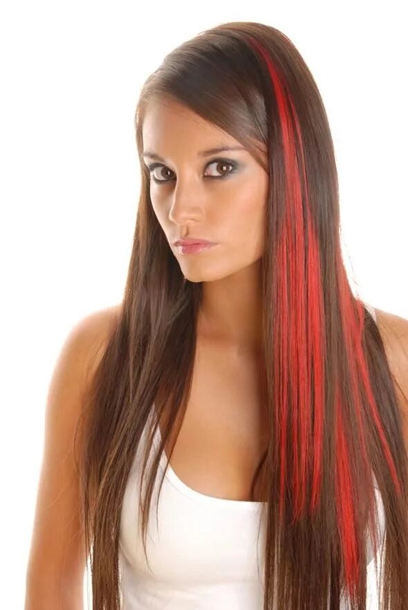 Пряди на темных волосах фото спереди Red clip in extensions. Red hair extensions, Remy human hair extensions, Cheap h