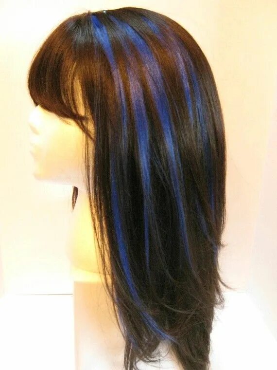 Пряди на темных волосах средней длины фото This item is unavailable Etsy Blue hair highlights, Hair color streaks, Hair str