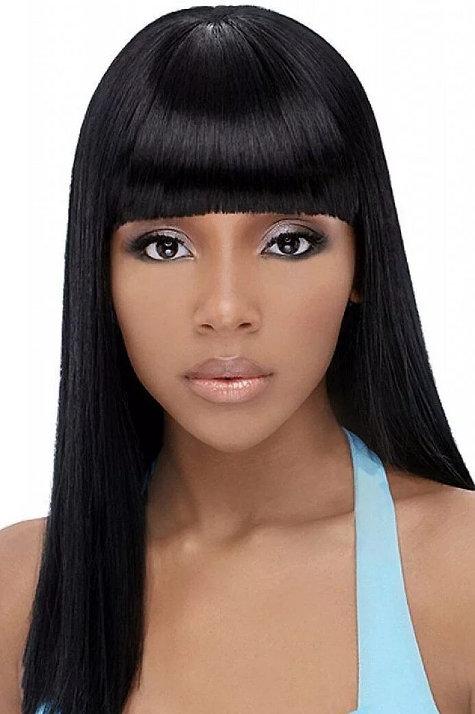 Прямая челка фото 2024 Cute long straight hairstyles for thin hair with bang for black women Beautiful 