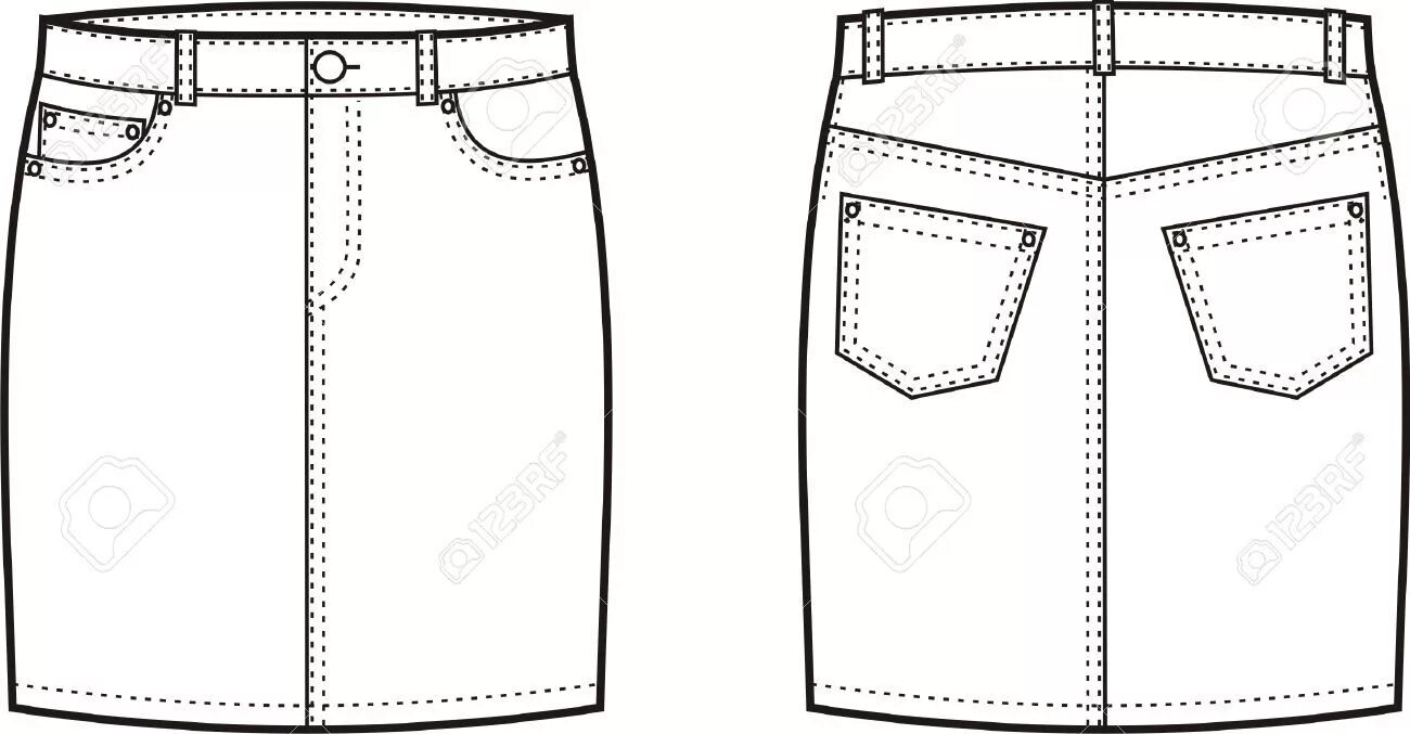 Прямая джинсовая юбка выкройка JEAN SKIRT CLIPART - 88px Image #9