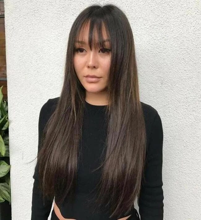 Прямая стрижка с удлиненной челкой Стрижки на длинные волосы (ФОТО) Long hair with bangs, Long hair styles, Wig hai