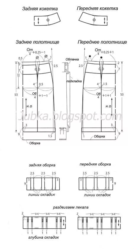 Прямая юбка на кокетке выкройка Прямая офисная юбка с оборками. Выкройка. Обсуждение на LiveInternet - Российски