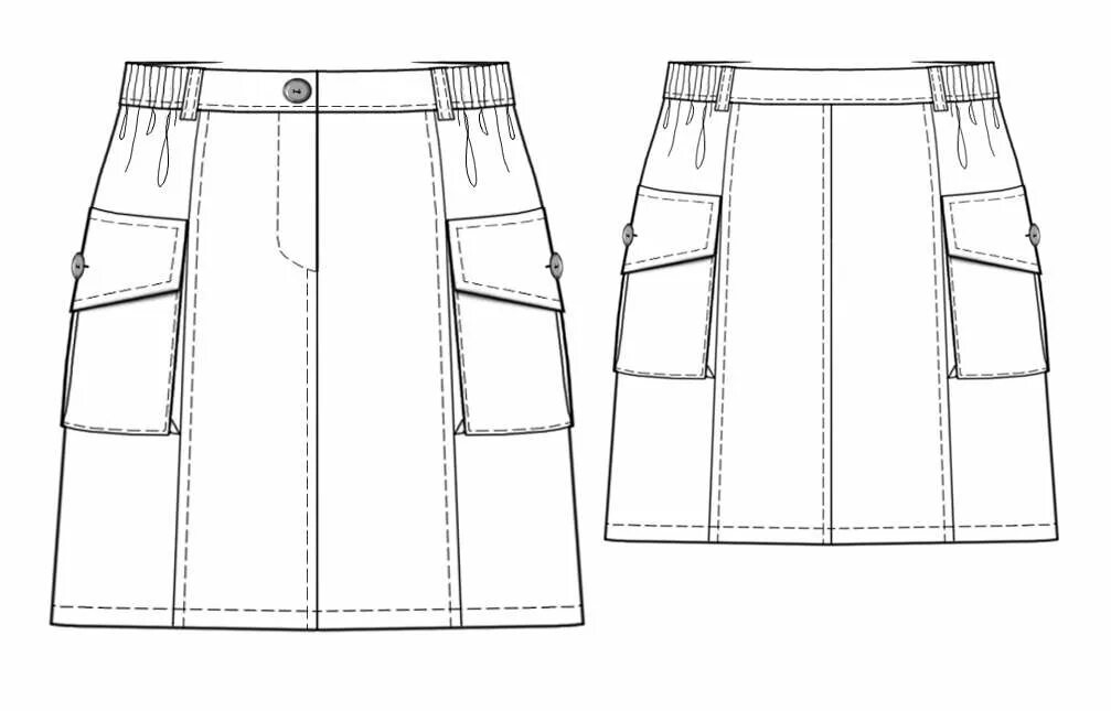 Прямая юбка с карманами выкройка Юбка С Накладными Карманами - Выкройка #7088. Made-to-measure sewing pattern fro