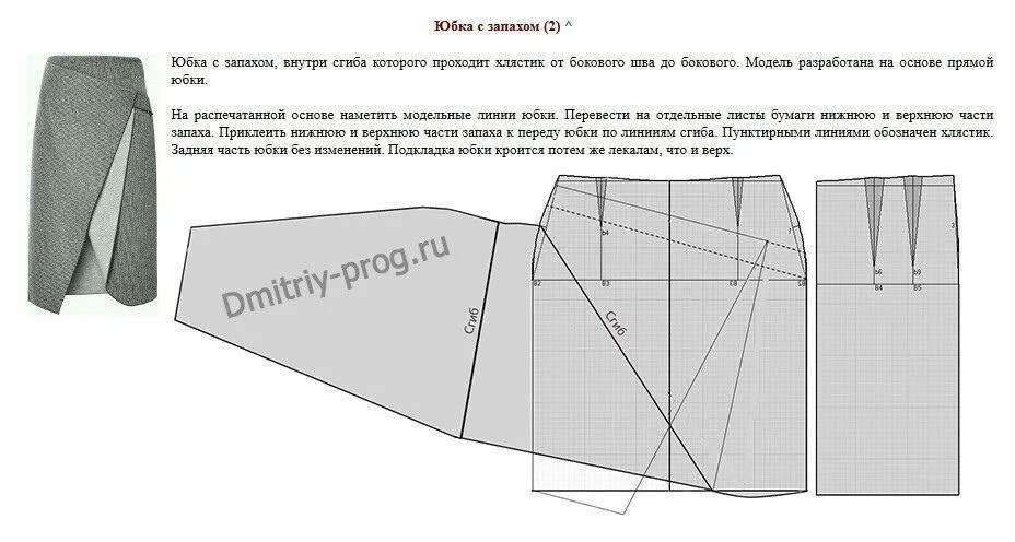 Прямая юбка с запахом выкройка Юбка с запахом без боковых швов: выкройки, описание пошива, фото, видео мк