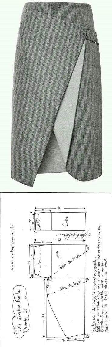 Прямая юбка с запахом выкройка шитье Sewing skirts, Diy clothes, Skirt pattern